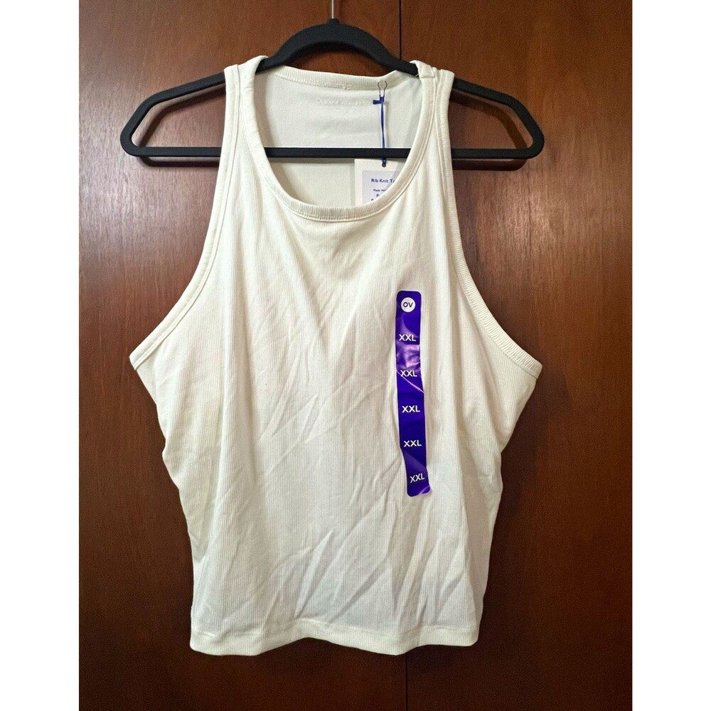 Outdoor Voices Women's Rib Knit Tank Top White Scoop Neck Built-In Bra 2XL NWT